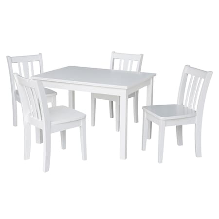 International Concepts Rectangle Table with 4 San Remo Juvenile Chairs, 24 in W, 33.1 in L, 22.2 in H, Wood, White K08-2532-CC105-4
